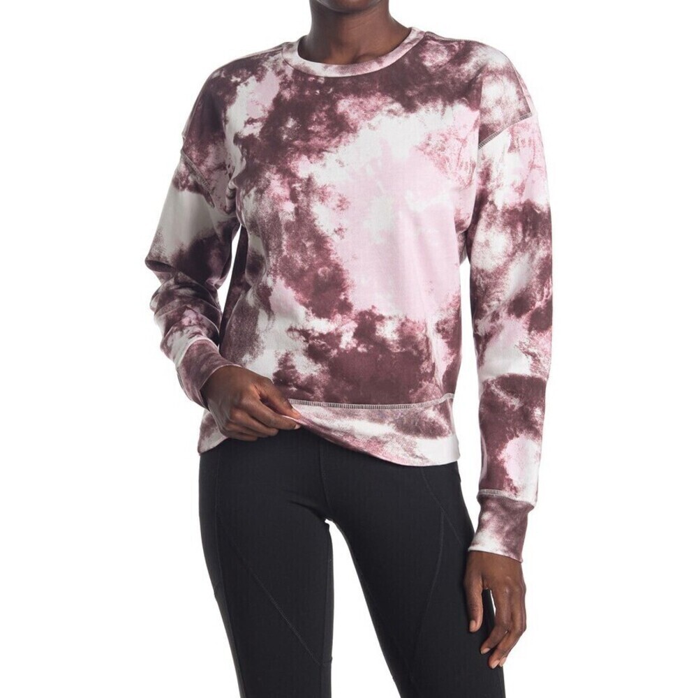 Z By Zella Maisie Tie Dye Pullover Sweatshirt In Burgundy Huckle Size S